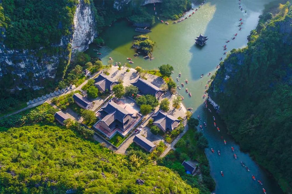 Paysage de Trang An vu du ciel