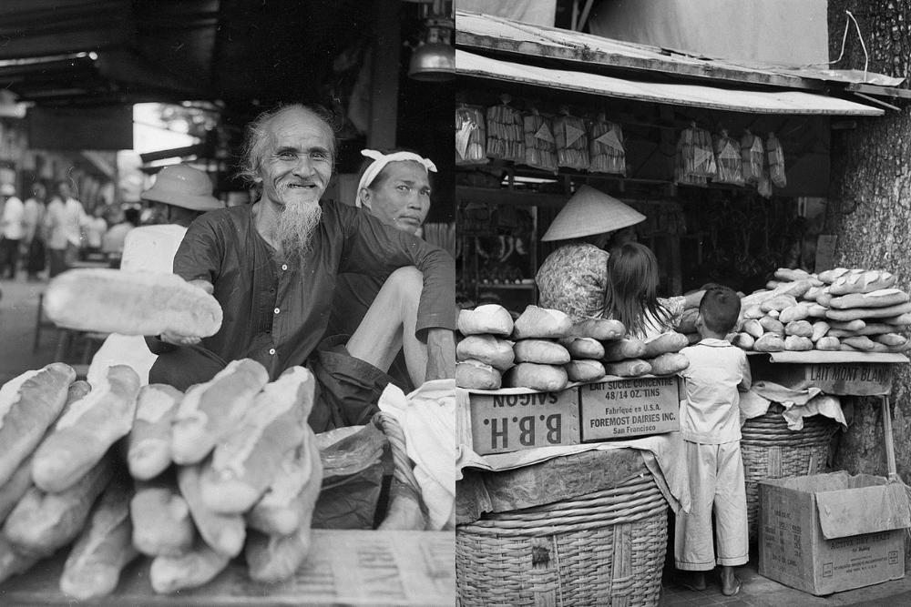 Vente et achat de Banh Mi dans les années 50 et 60 au Vietnam, vieilles photos sur Banh Mi en noir et blanc