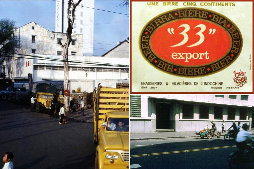 usine de bière de la société de brasserie et de glacières de l'Indochine (BGI) à Saigon qui produisait la bière 33 export