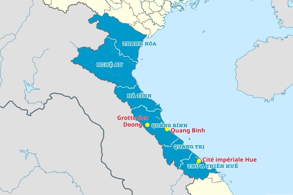carte vietnam, côte centrale du nord