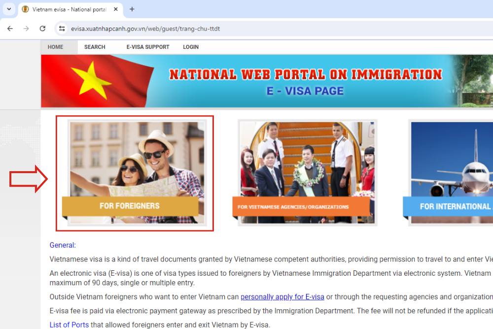 site officiel pour obtenir l'e-visa pour le Vietnam