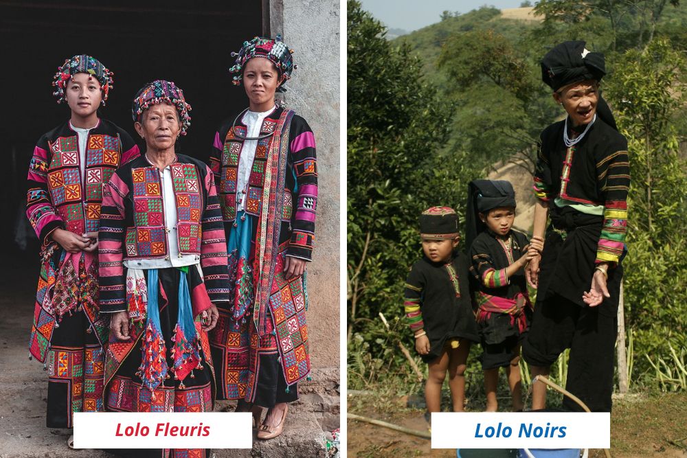 Différence entre les Lolo fleuris et les Lolo noirs, ethnie vietnam, voyage vietnam